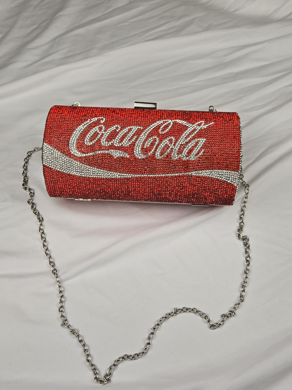Coca Cola Red Crystal Logo Chain Clutch
